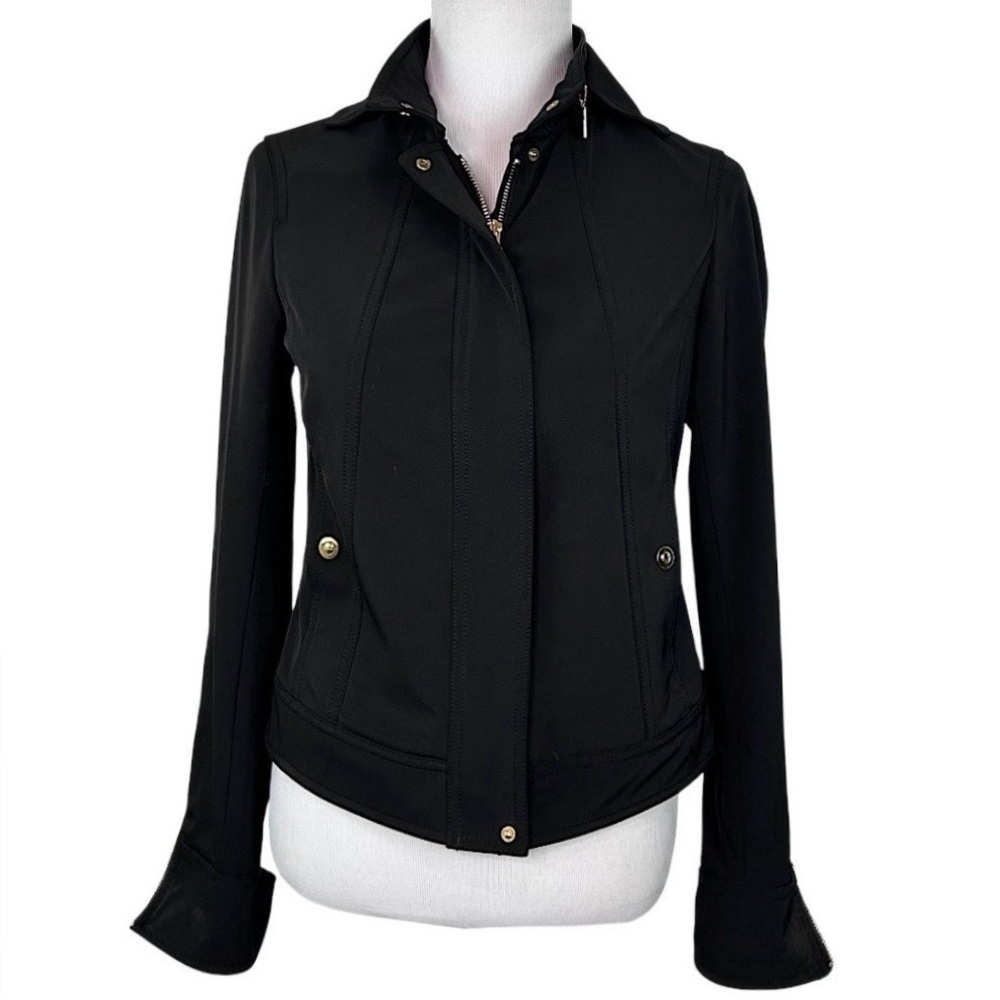 CARLISLE Zip Front Casual Black Collared Jacket Women's Size 0 / Small